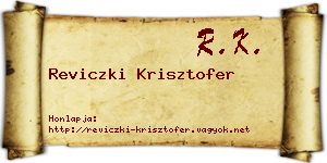 Reviczki Krisztofer névjegykártya